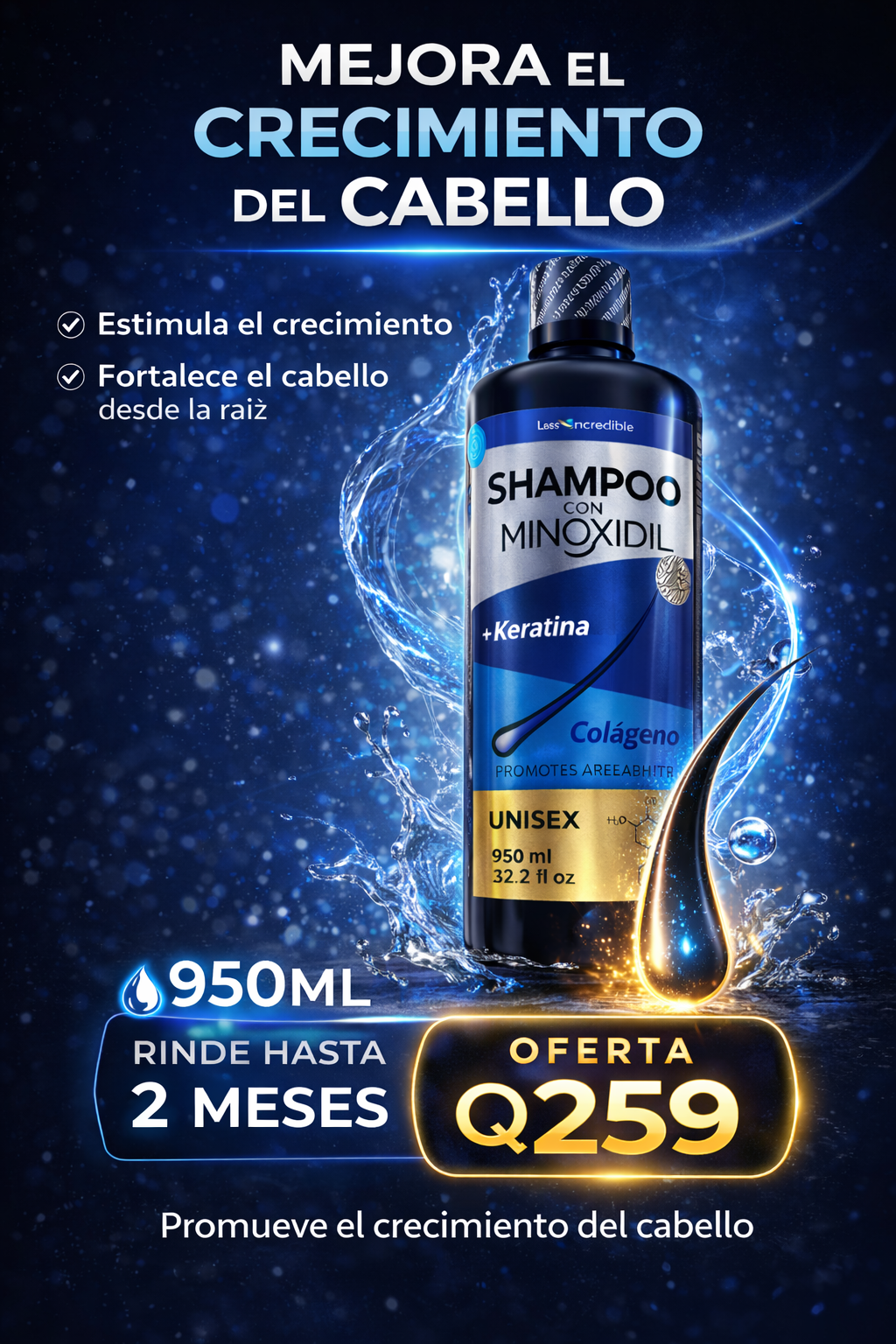Shampoo Minoxidil Litro 950 ML